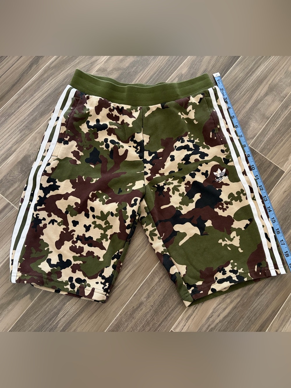 adidas Boy’s Camo Athletic Shorts with White Side Stripes